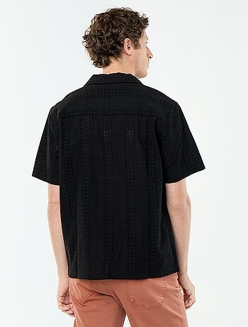Camisa de manga corta con bordado inglés