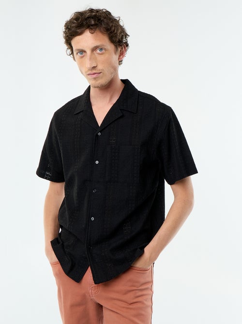 Camisa de manga corta con bordado inglés - Kiabi