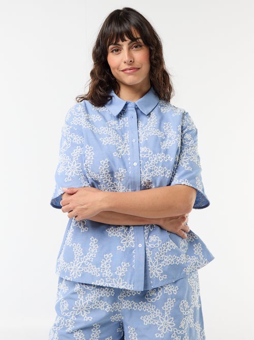 Camisa de manga corta con bordados - Kiabi