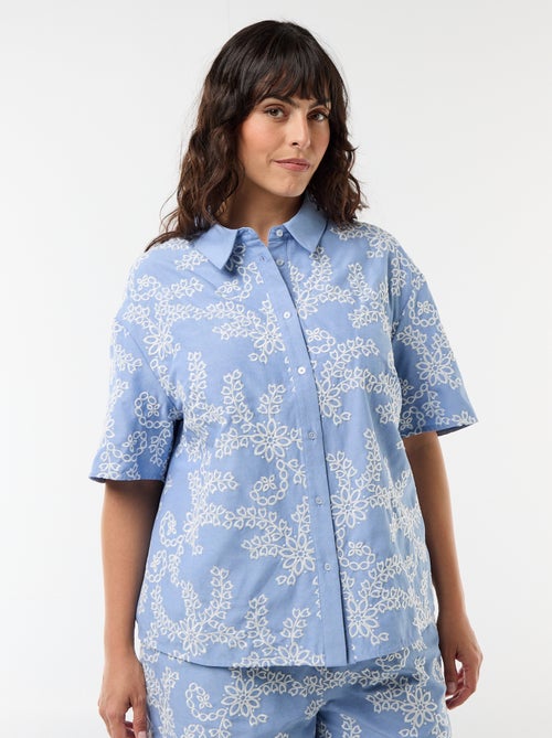 Camisa de manga corta con bordados - Kiabi
