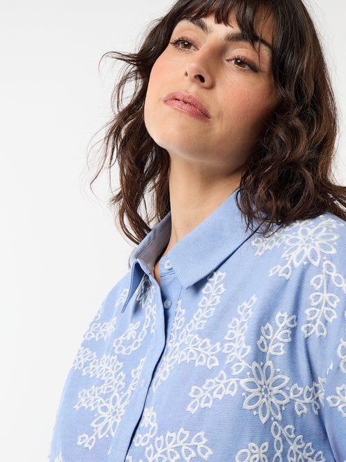 Camisa de manga corta con bordados - Kiabi