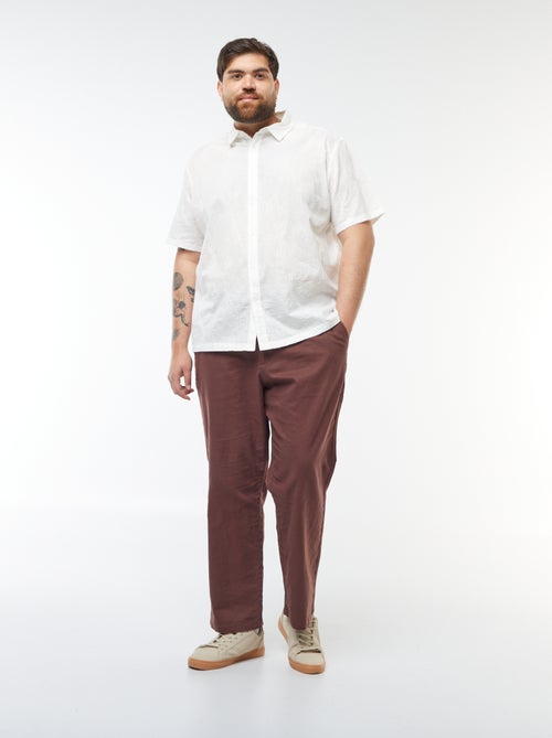 Camisa de manga corta con bordados de flores all over - Kiabi