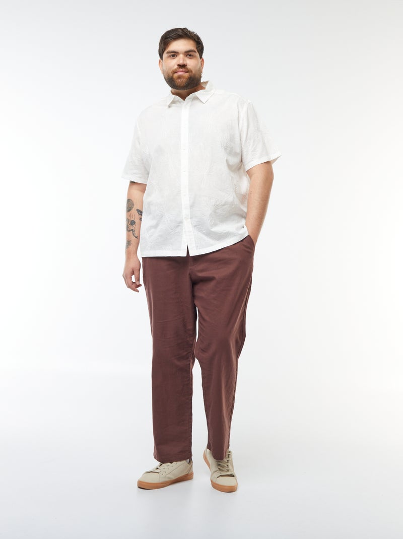 Camisa de manga corta con bordados de flores all over Blanco - Kiabi