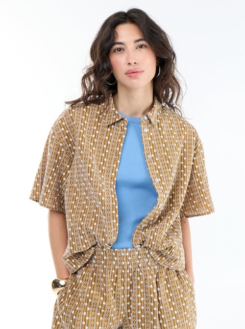 Camisa de manga corta con bordados - Kiabi