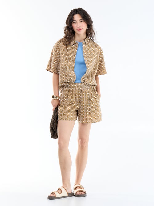 Camisa de manga corta con bordados - Kiabi