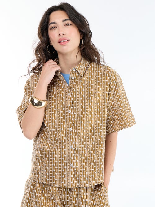 Camisa de manga corta con bordados - Kiabi