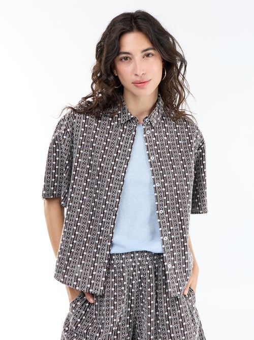 Camisa de manga corta con bordados - Kiabi