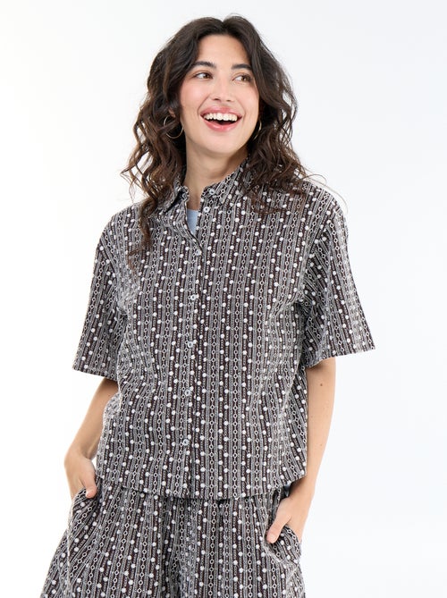 Camisa de manga corta con bordados - Kiabi