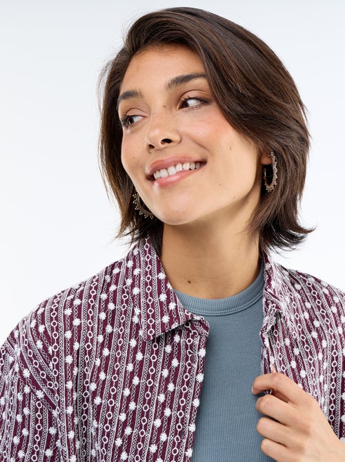 Camisa de manga corta con bordados - Kiabi