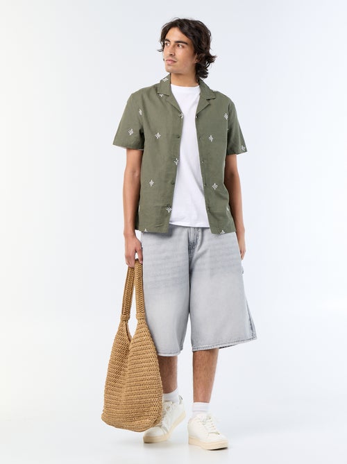 Camisa de manga corta con bordados - Kiabi Camisa de manga corta con bordados - Kiabi