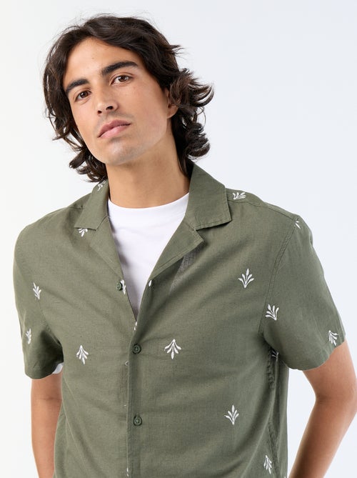 Camisa de manga corta con bordados - Kiabi Camisa de manga corta con bordados - Kiabi