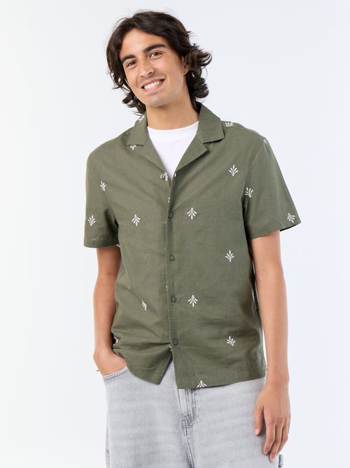 Camisa de manga corta con bordados - Kiabi Camisa de manga corta con bordados - Kiabi