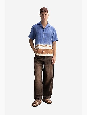 Camisa de manga corta con botones y estampado ombré de giesto