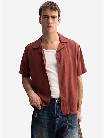 Camisa de manga corta con cuello abierto para hombre giesto