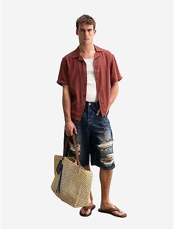 Camisa de manga corta con cuello abierto para hombre giesto