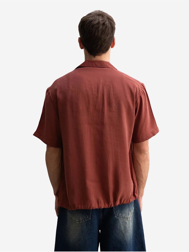 Camisa de manga corta con cuello abierto para hombre giesto Rojo oscuro - Kiabi