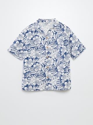 Camisa de manga corta con cuello de pijama estampado