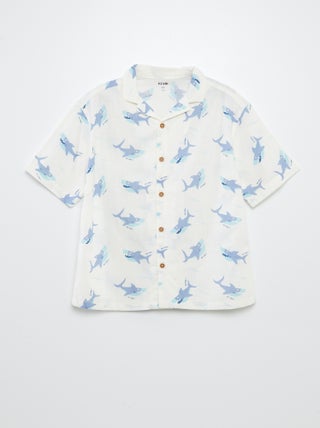 Camisa de manga corta con cuello de pijama estampado