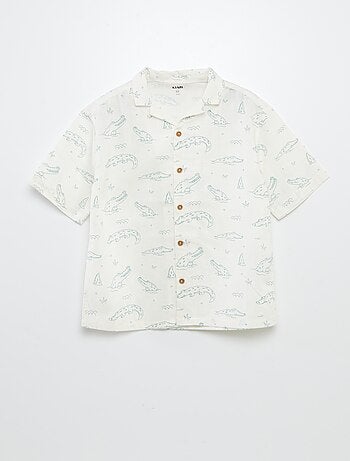 Camisa de manga corta con cuello de pijama estampado