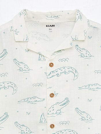 Camisa de manga corta con cuello de pijama estampado