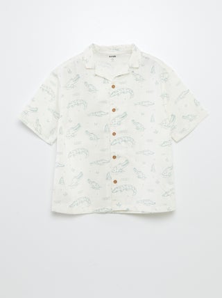 Camisa de manga corta con cuello de pijama estampado