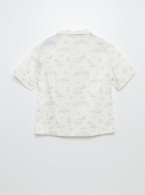 Camisa de manga corta con cuello de pijama estampado - Kiabi