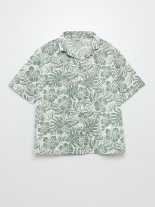 Camisa de manga corta con cuello de pijama estampado