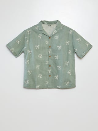 Camisa de manga corta con cuello de pijama estampado