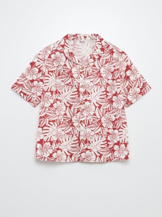 Camisa de manga corta con cuello de pijama estampado