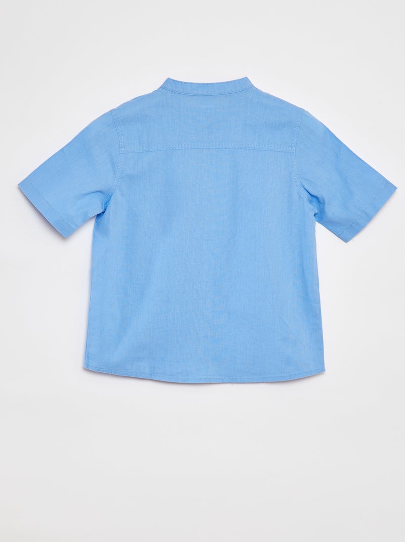 Camisa de manga corta con cuello mao AZUL - Kiabi