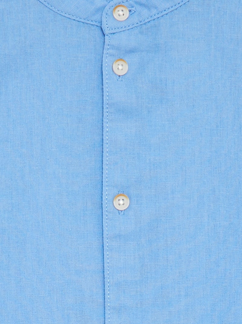 Camisa de manga corta con cuello mao AZUL - Kiabi