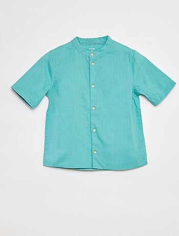 Camisa de manga corta con cuello mao