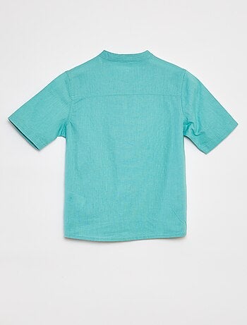 Camisa de manga corta con cuello mao