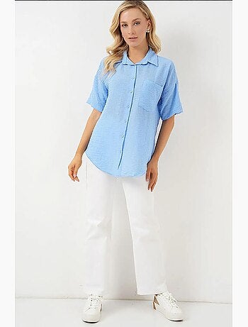 Camisa de manga corta con efecto lino bdart