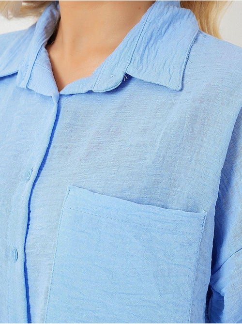 Camisa de manga corta con efecto lino bdart - Kiabi Camisa de manga corta con efecto lino bdart - Kiabi