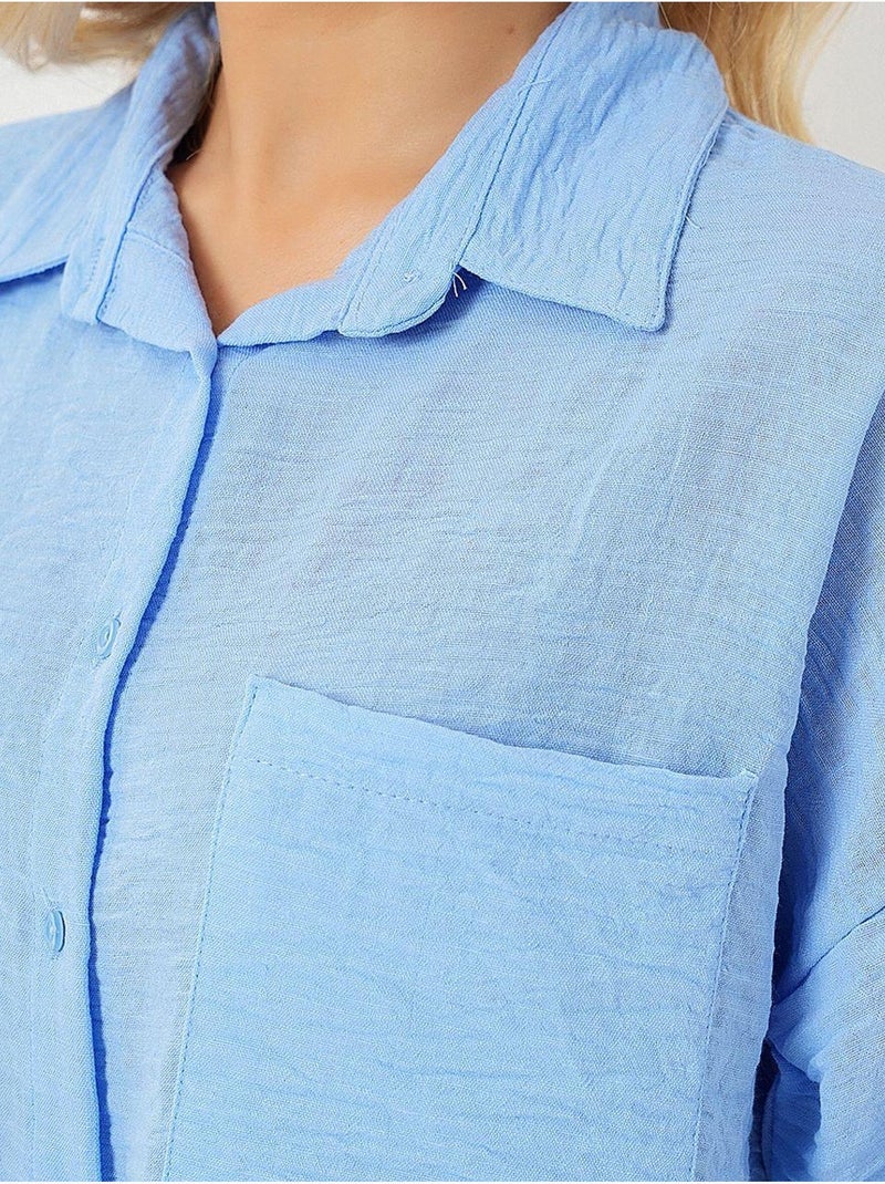 Camisa de manga corta con efecto lino bdart Azul claro - Kiabi