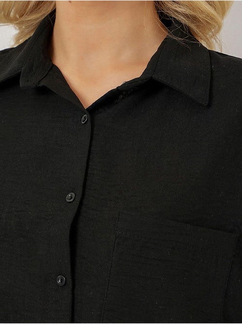 Camisa de manga corta con efecto lino bdart - Kiabi Camisa de manga corta con efecto lino bdart - Kiabi