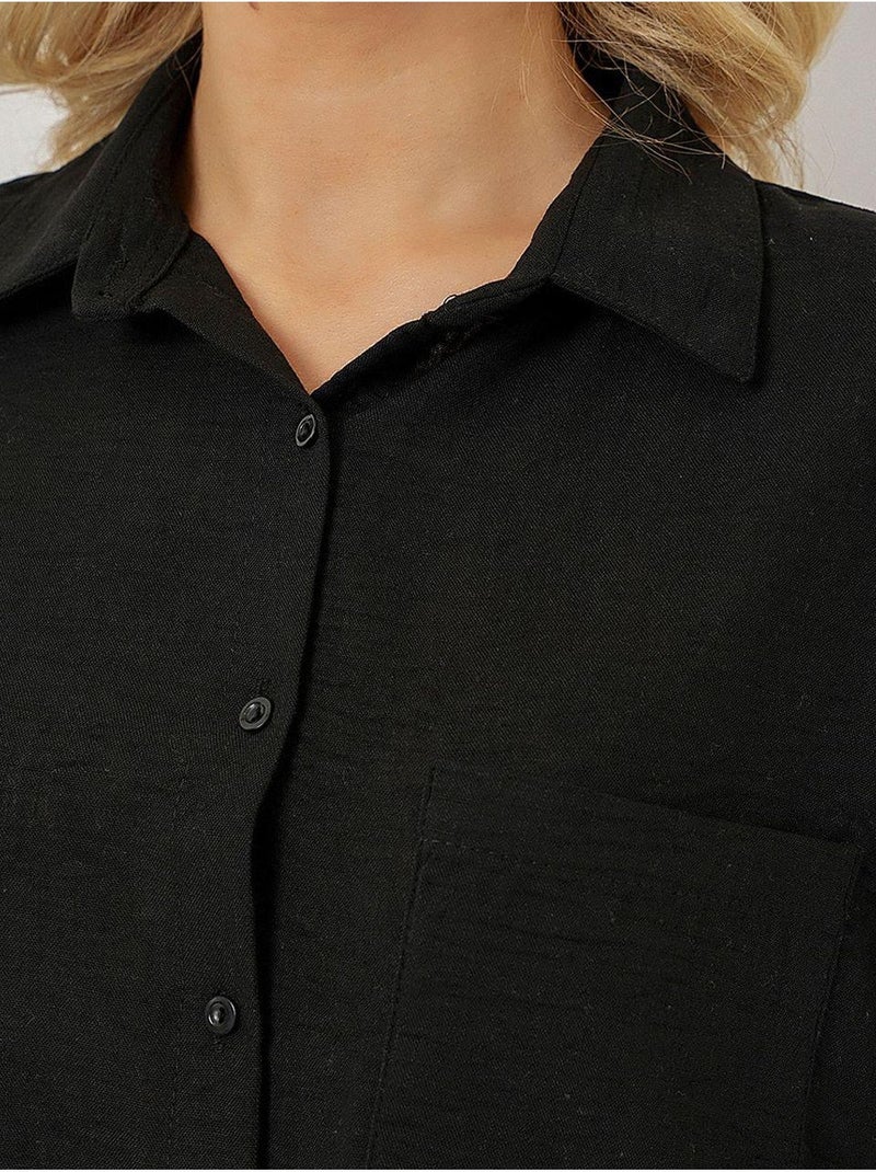 Camisa de manga corta con efecto lino bdart Negro - Kiabi