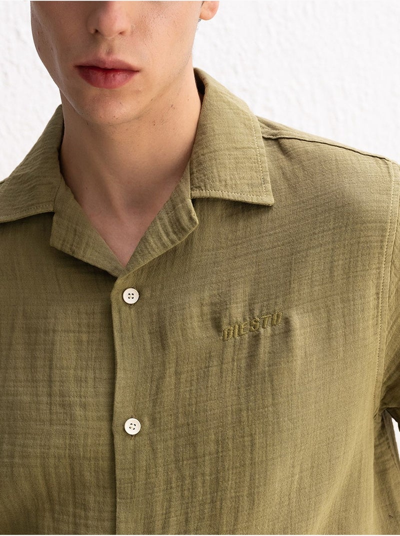Camisa de manga corta con efecto tie-dye para hombre giesto Caqui - Kiabi