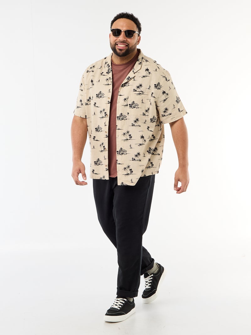 Camisa de manga corta con estampado Beige - Kiabi