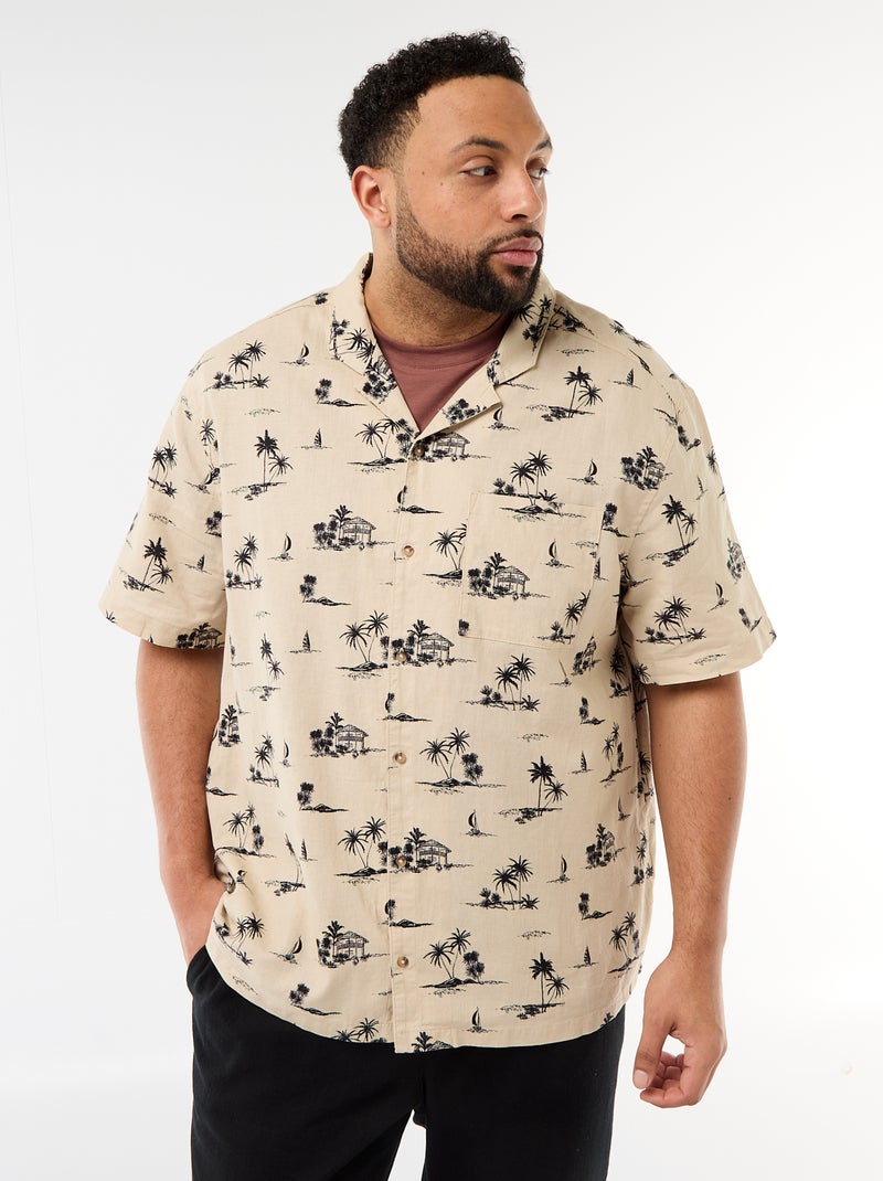 Camisa de manga corta con estampado Beige - Kiabi