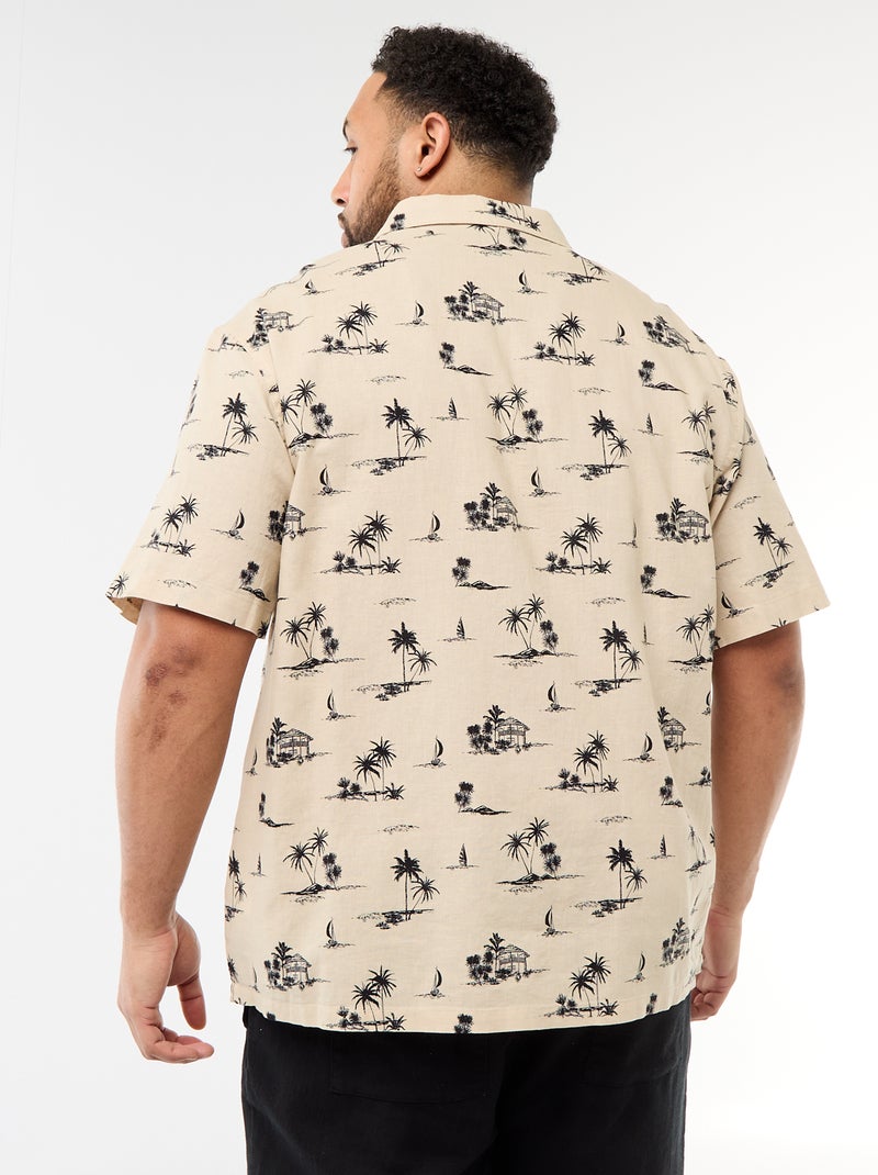 Camisa de manga corta con estampado Beige - Kiabi
