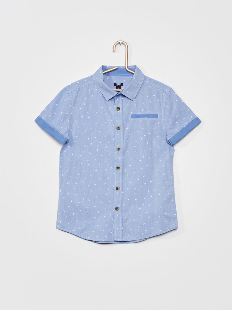 Camisa de manga corta con estampado de 'bigote' AZUL - Kiabi