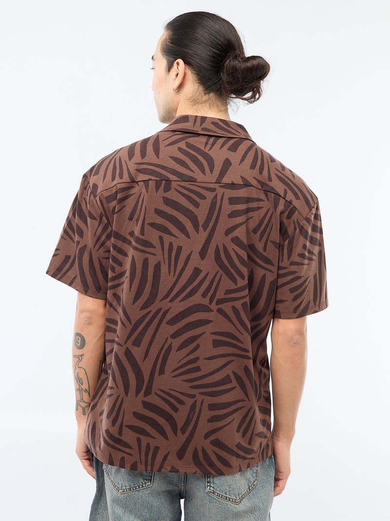 Camisa de manga corta con estampado Marron - Kiabi