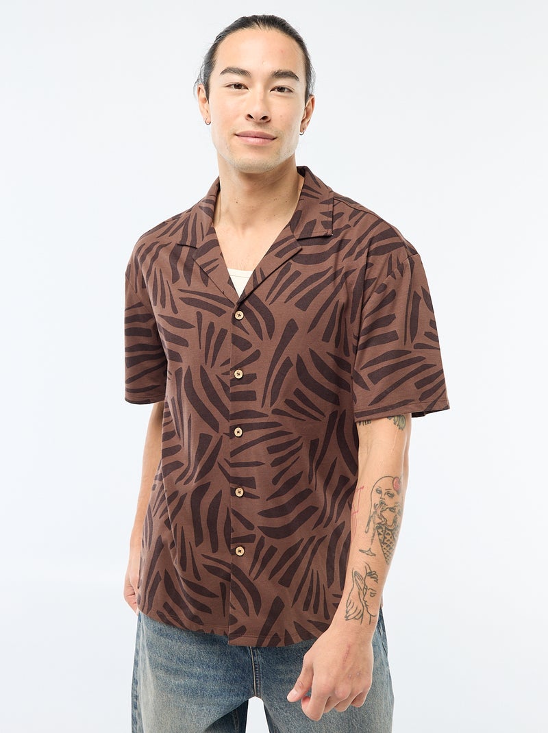 Camisa de manga corta con estampado Marron - Kiabi