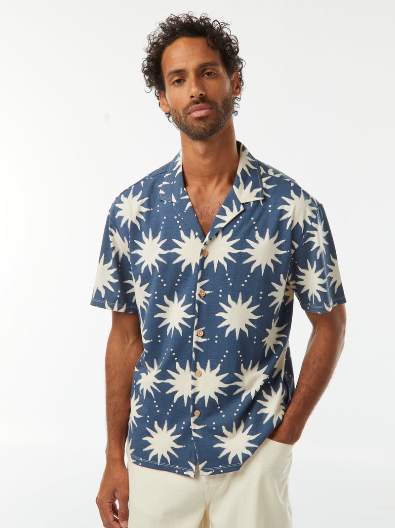 Camisa de manga corta con motivo AZUL - Kiabi