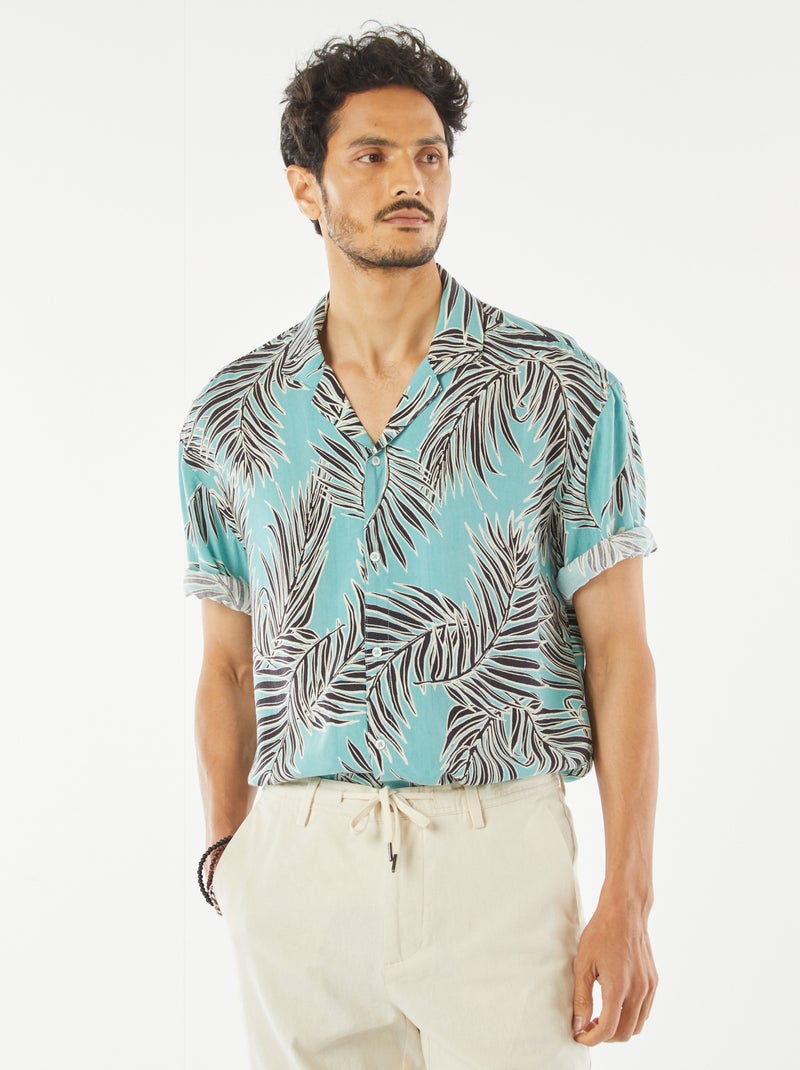 Camisa de manga corta con motivo Azul - Kiabi