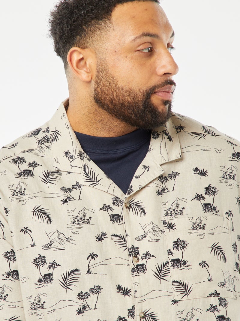 Camisa de manga corta con motivo Beige - Kiabi