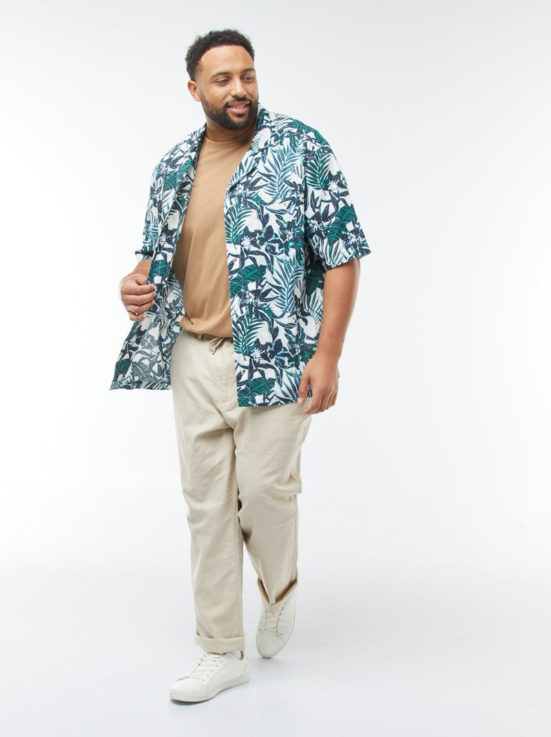 Camisa de manga corta con motivo de flores Azul - Kiabi