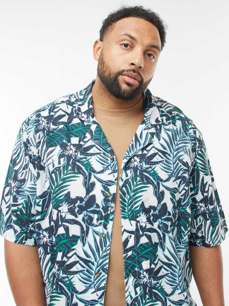 Camisa de manga corta con motivo de flores Azul - Kiabi
